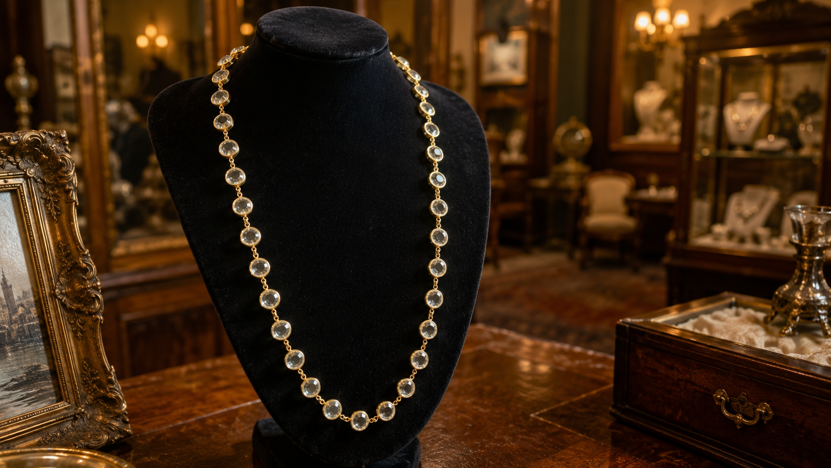 Collier ancien présenté sur un buste noir