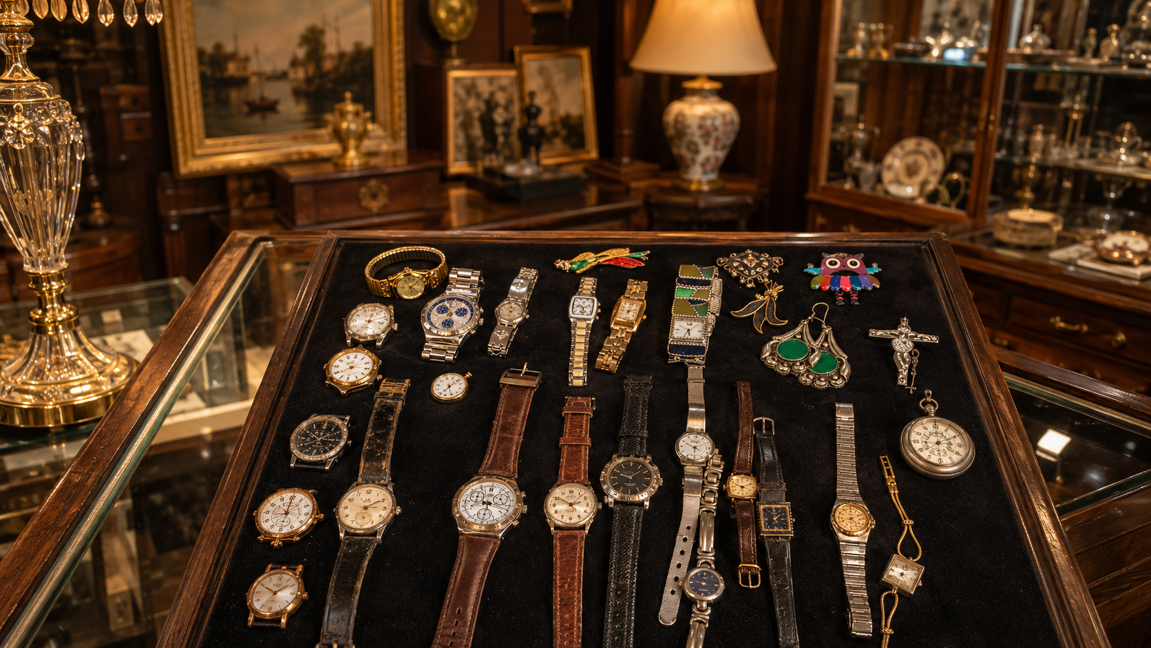 Vitrine de montres anciennes