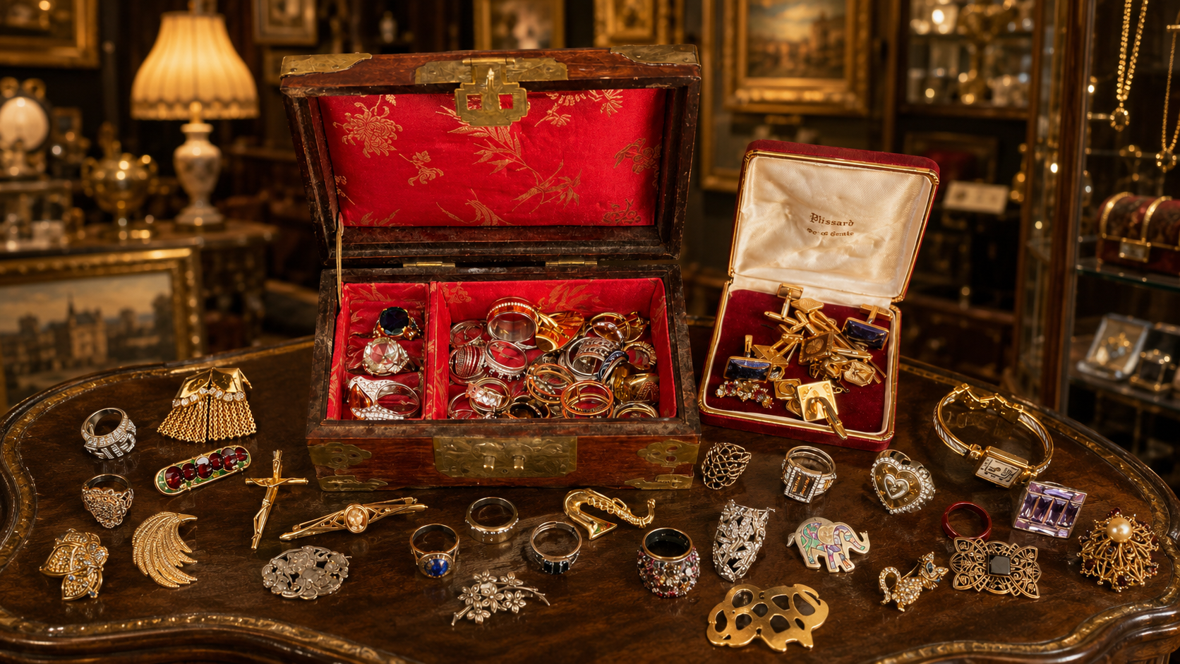 Coffret rempli de bijoux anciens